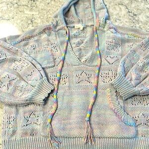 Loveshackfancy knit hoodie rainbow multicolor